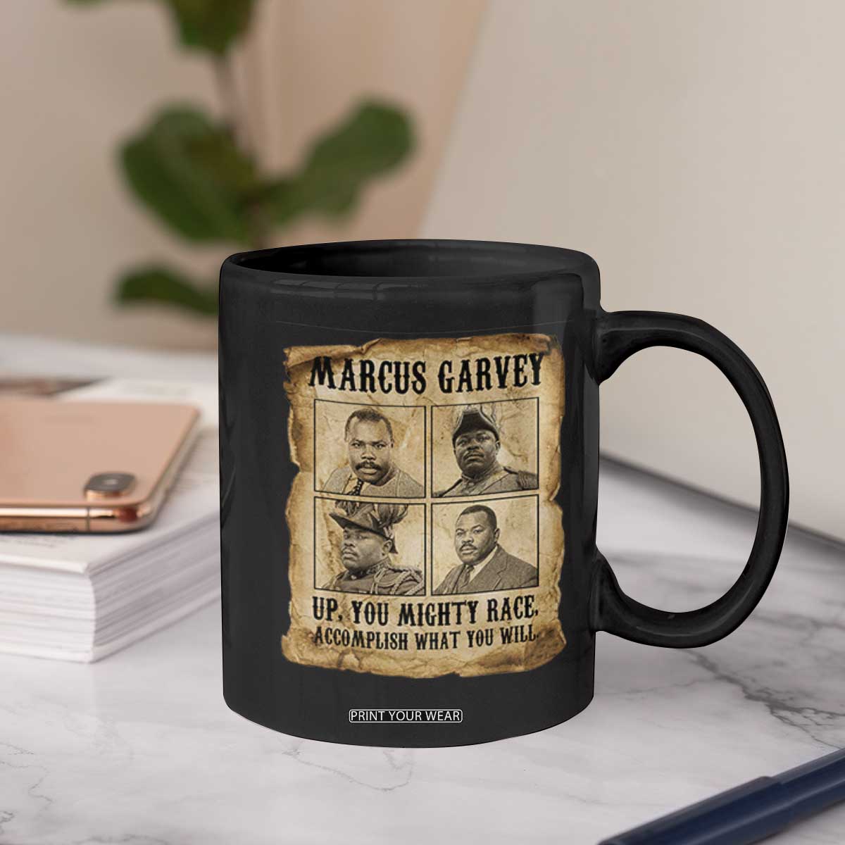 Vintage Marcus Garvey Coffee Mug Up You Mighty Race Quote TS12 Print Your Wear
