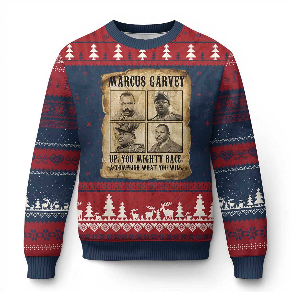 Vintage Marcus Garvey Ugly Christmas Sweater Up You Mighty Race Quote TS12 Navy Red Print Your Wear