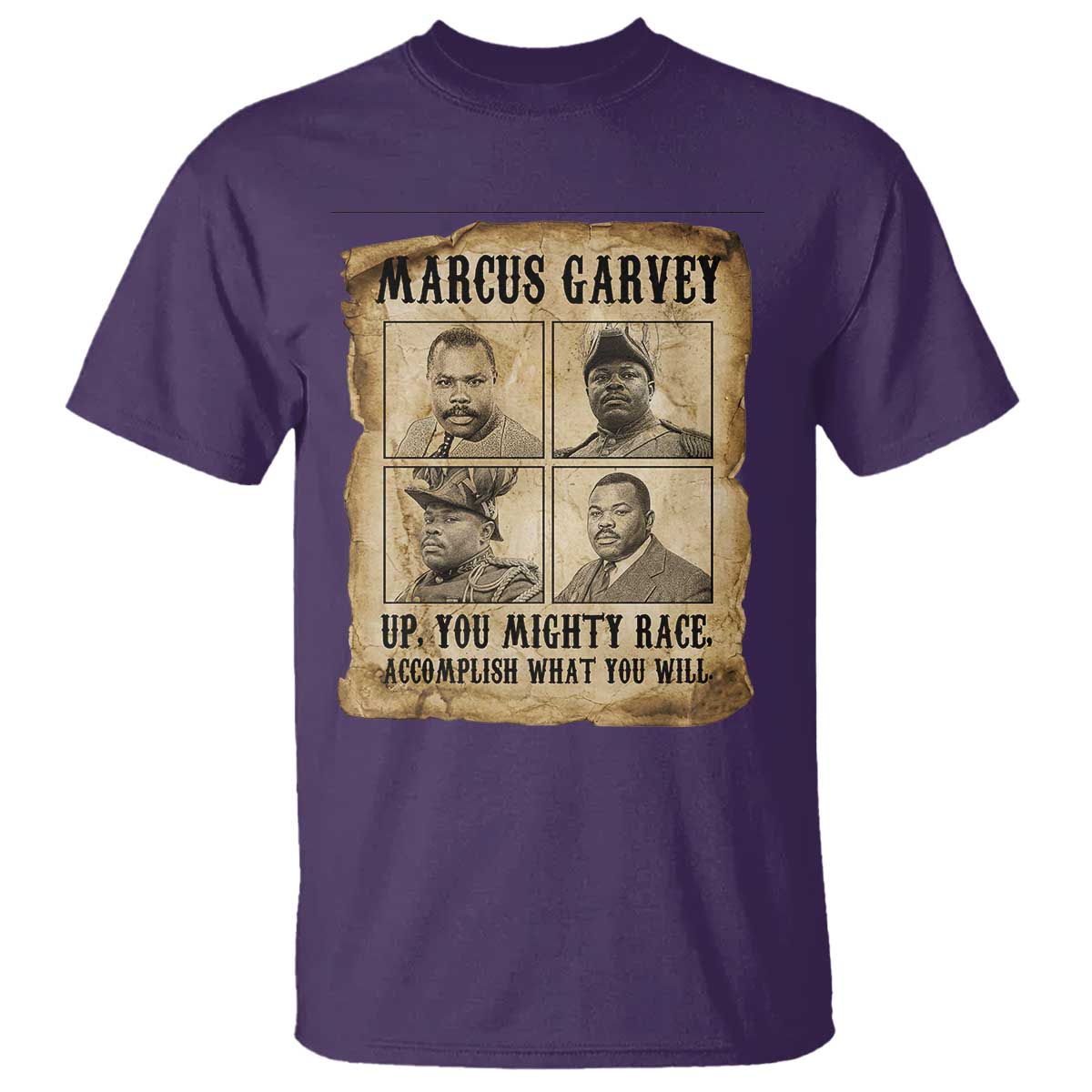 Vintage Marcus Garvey T Shirt Up You Mighty Race Quote TS12 Purple Print Your Wear