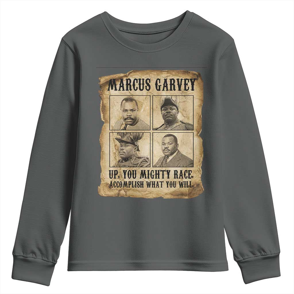 Vintage Marcus Garvey Youth Sweatshirt Up You Mighty Race Quote TS12 Dark Heather Print Your Wear