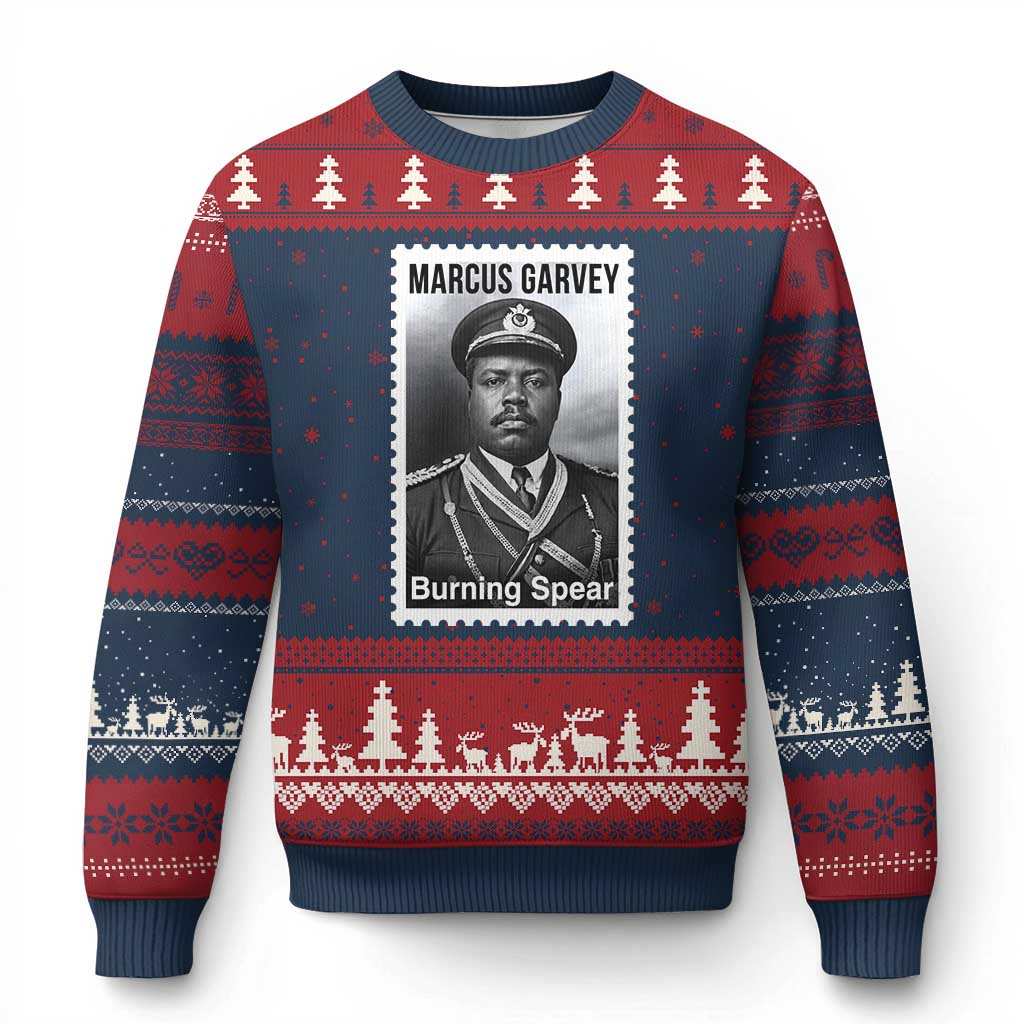 Marcus Garvey Ugly Christmas Sweater Jamaican National Hero Legacy Gift TS12 Navy Red Print Your Wear