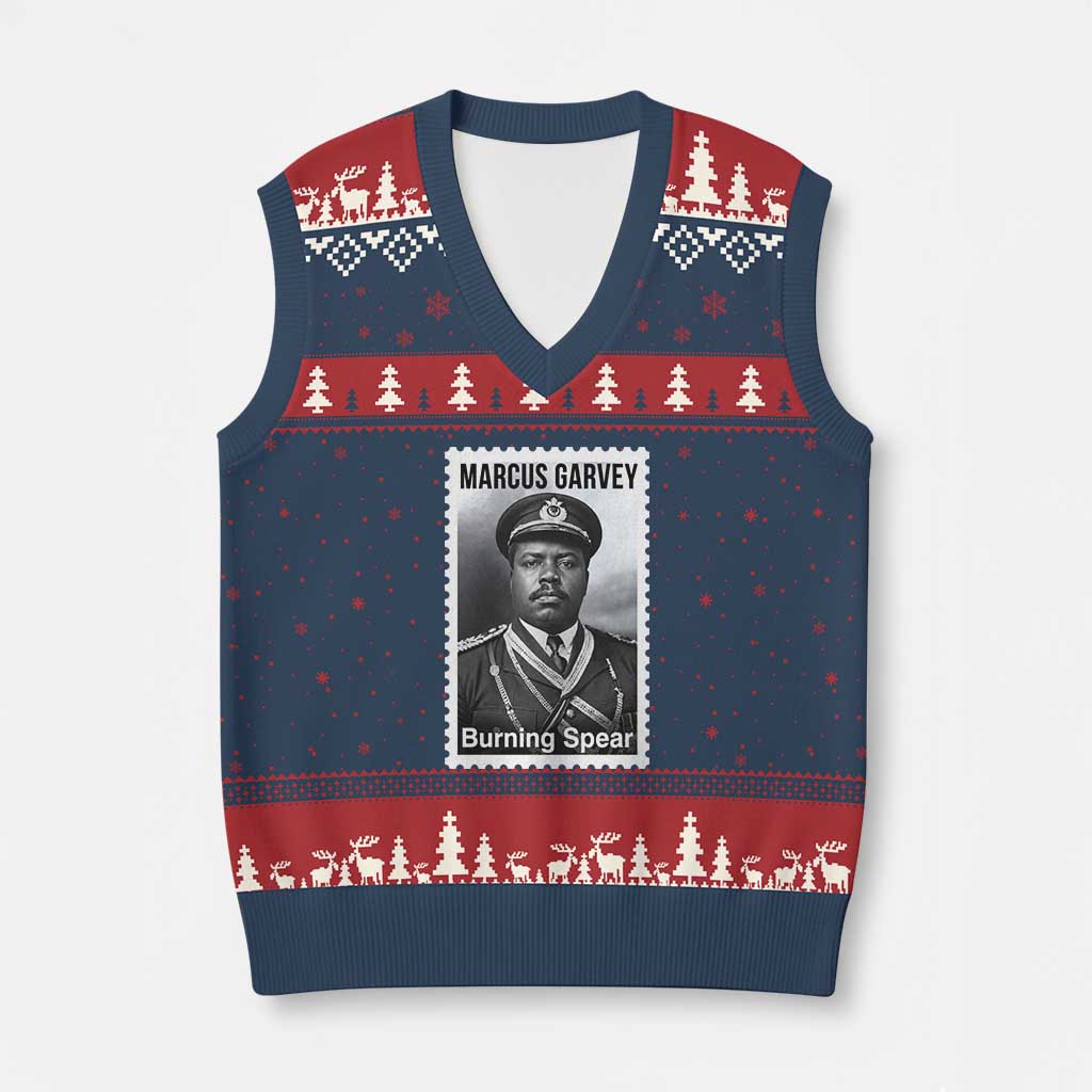 Marcus Garvey V-Neck Knit Sweater Vest Jamaican National Hero Legacy Gift TS12 Navy Red Print Your Wear