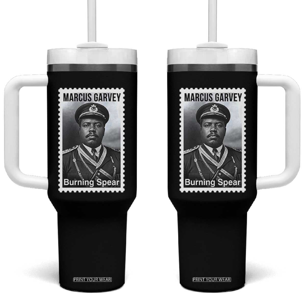 Marcus Garvey Tumbler With Handle Jamaican National Hero Legacy Gift TS12 One Size: 40 oz Black Print Your Wear