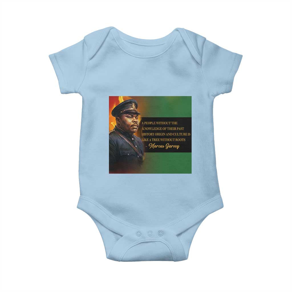 Marcus Garvey Pan African Flag Baby Onesie A People Without Knowledge Of Their Past Quote TS12 Light Blue Print Your Wear