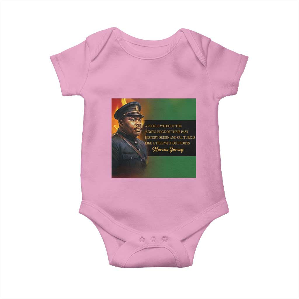 Marcus Garvey Pan African Flag Baby Onesie A People Without Knowledge Of Their Past Quote TS12 Light Pink Print Your Wear