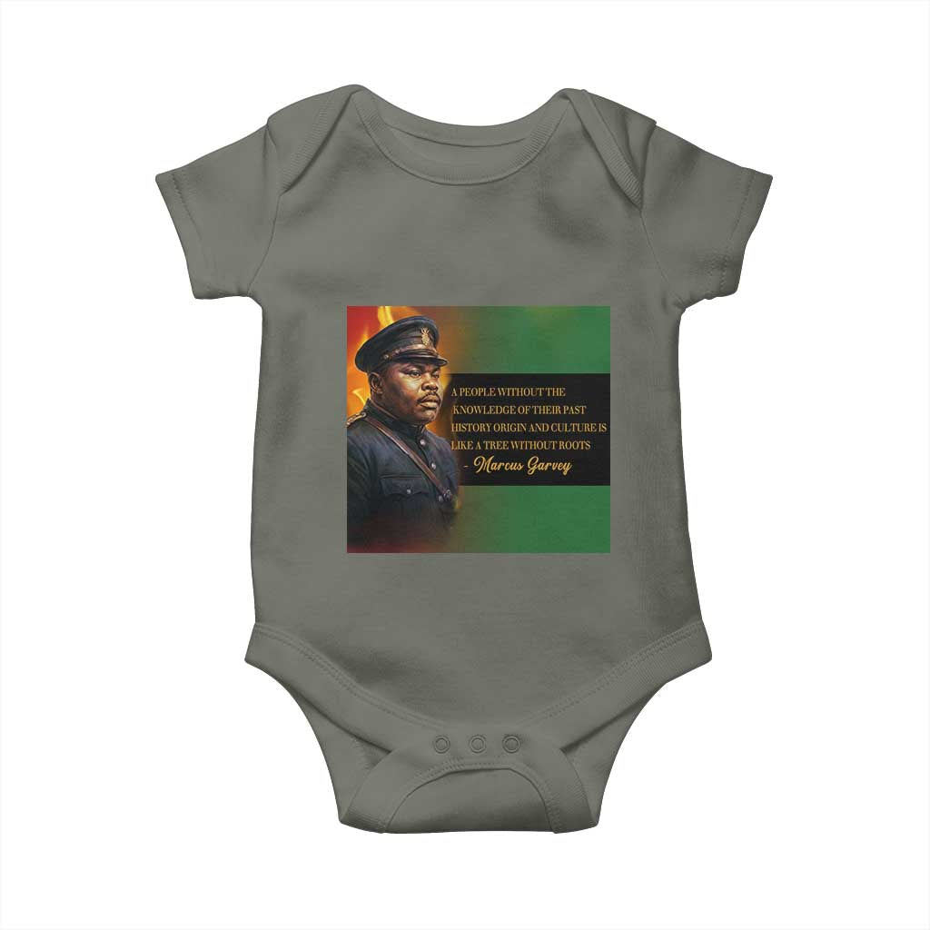 Marcus Garvey Pan African Flag Baby Onesie A People Without Knowledge Of Their Past Quote TS12 Military Green Print Your Wear