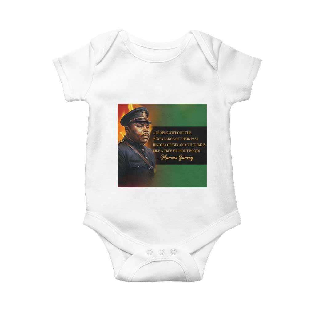 Marcus Garvey Pan African Flag Baby Onesie A People Without Knowledge Of Their Past Quote TS12 White Print Your Wear