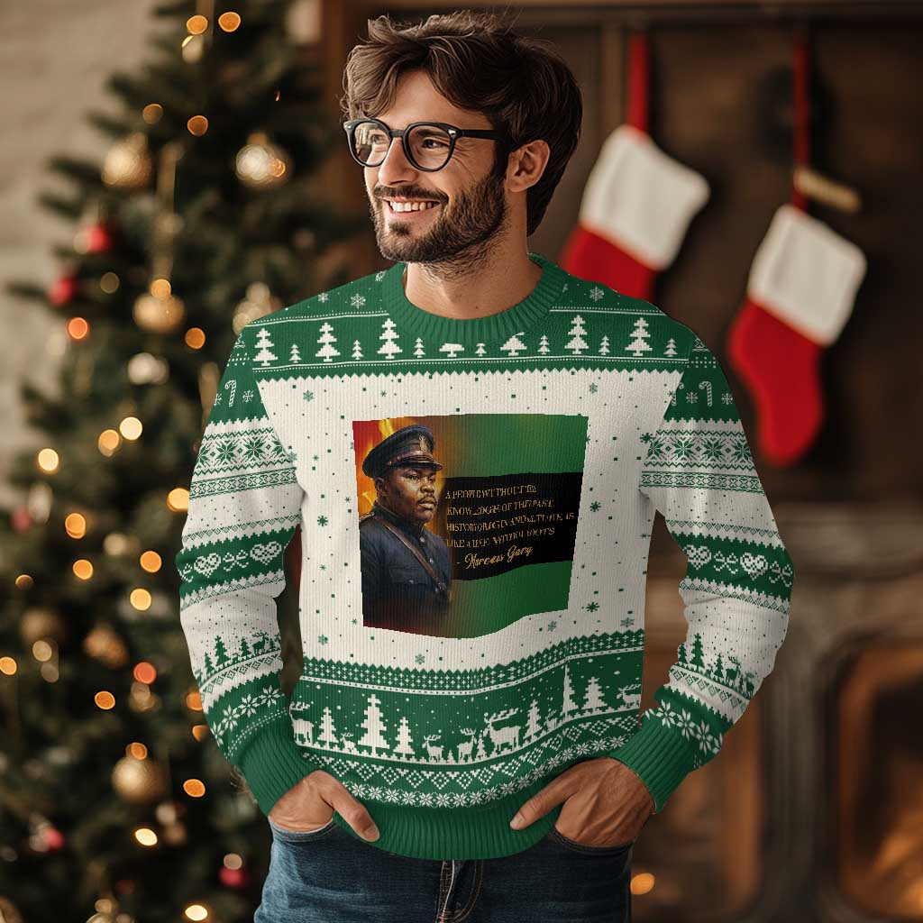 Marcus Garvey Pan African Flag Ugly Christmas Sweater A People Without Knowledge Of Their Past Quote TS12 Beige Green Print Your Wear
