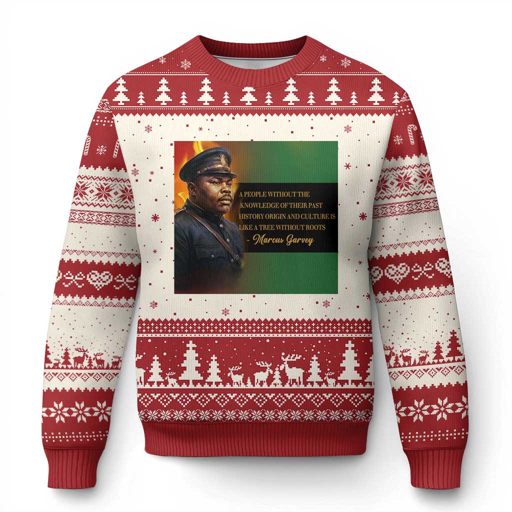 Marcus Garvey Pan African Flag Ugly Christmas Sweater A People Without Knowledge Of Their Past Quote TS12 Beige Red Print Your Wear