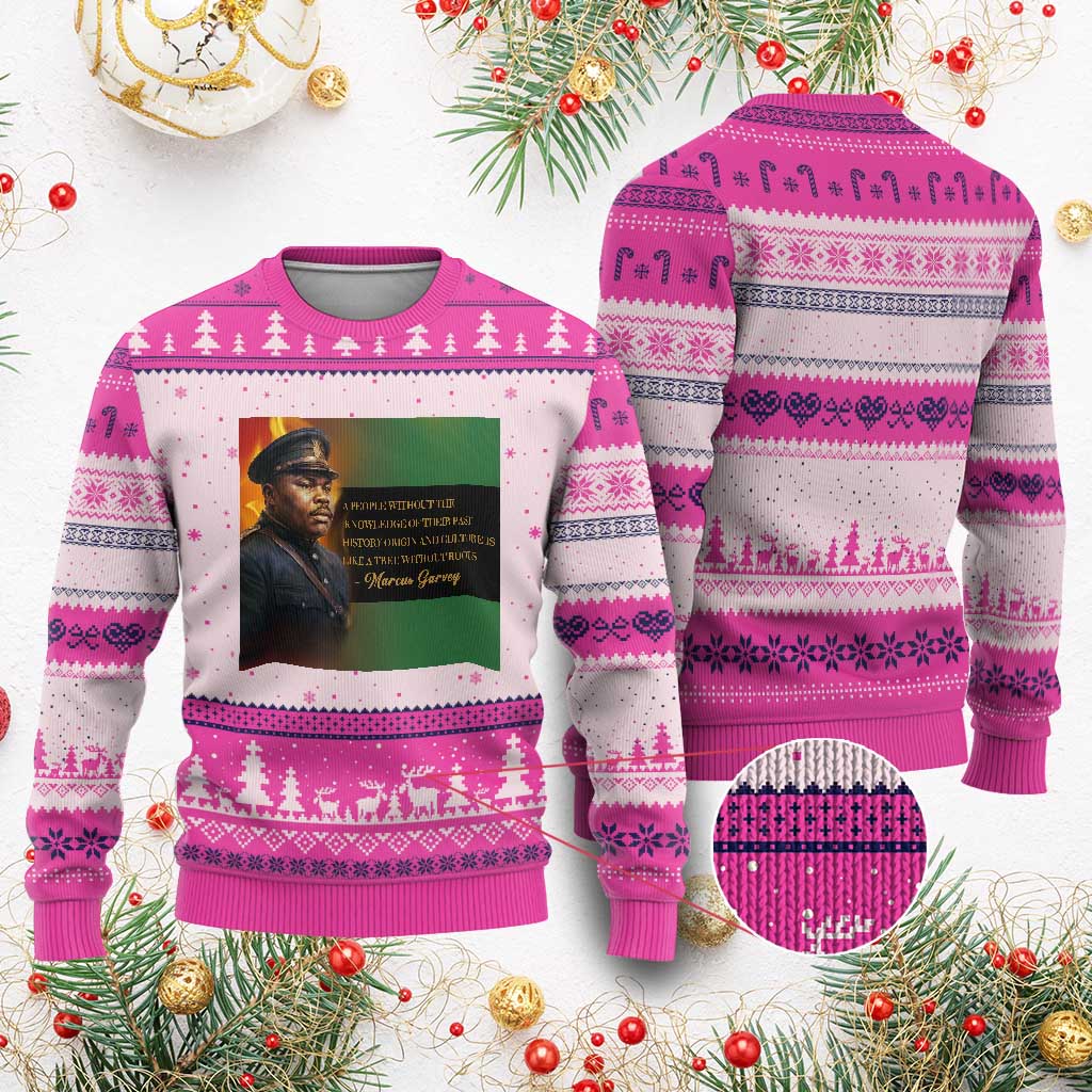 Marcus Garvey Pan African Flag Ugly Christmas Sweater A People Without Knowledge Of Their Past Quote TS12 Hot Pink Print Your Wear
