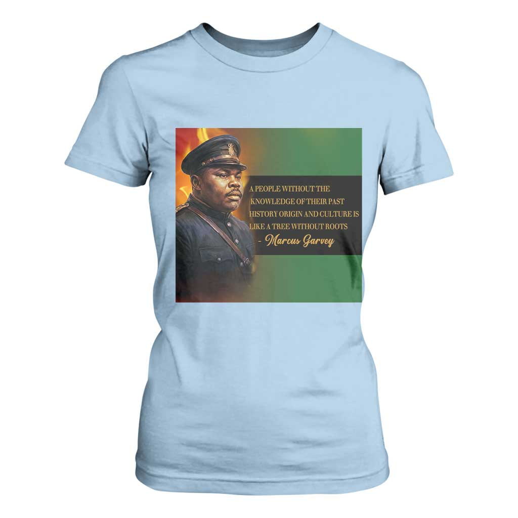Marcus Garvey Pan African Flag T Shirt For Women A People Without Knowledge Of Their Past Quote TS12 Light Blue Print Your Wear