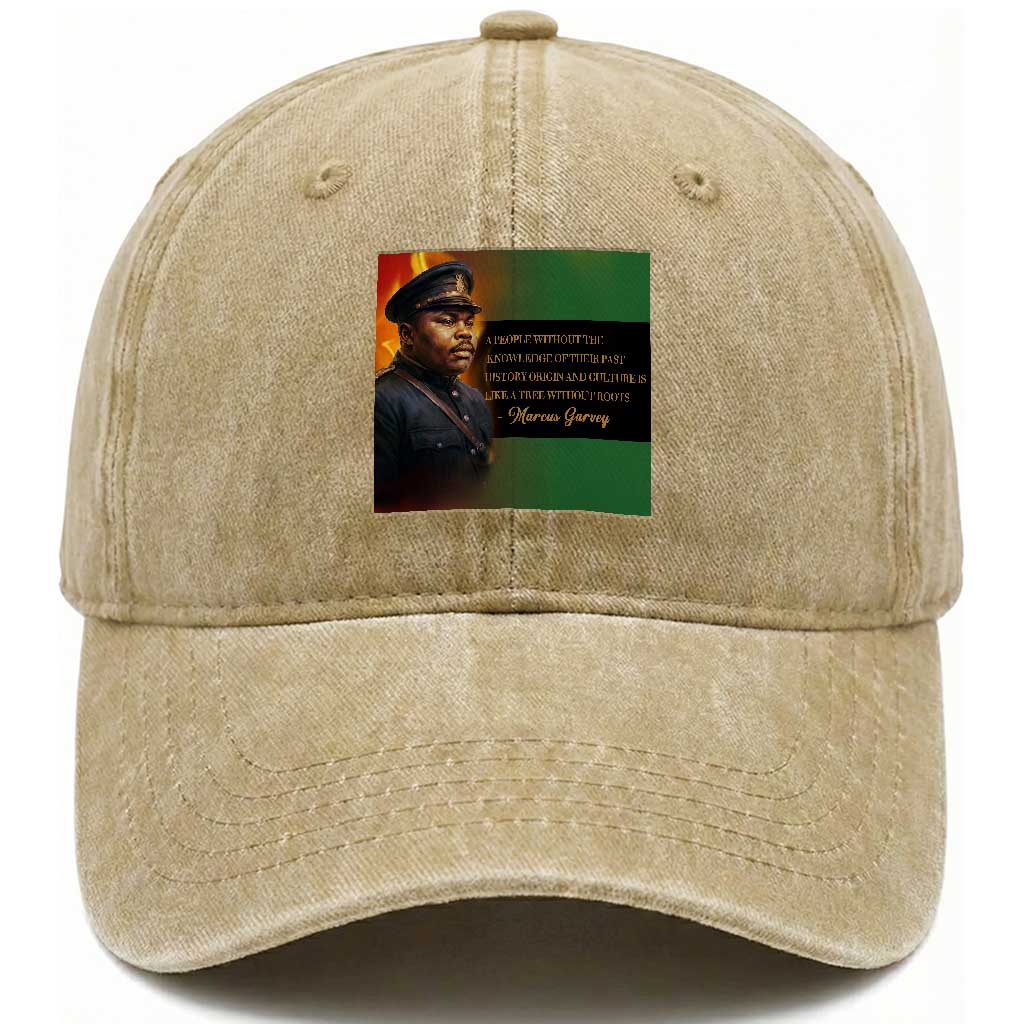Marcus Garvey Pan African Flag Washed Cotton Baseball Cap A People Without Knowledge Of Their Past Quote TS12 Print Your Wear