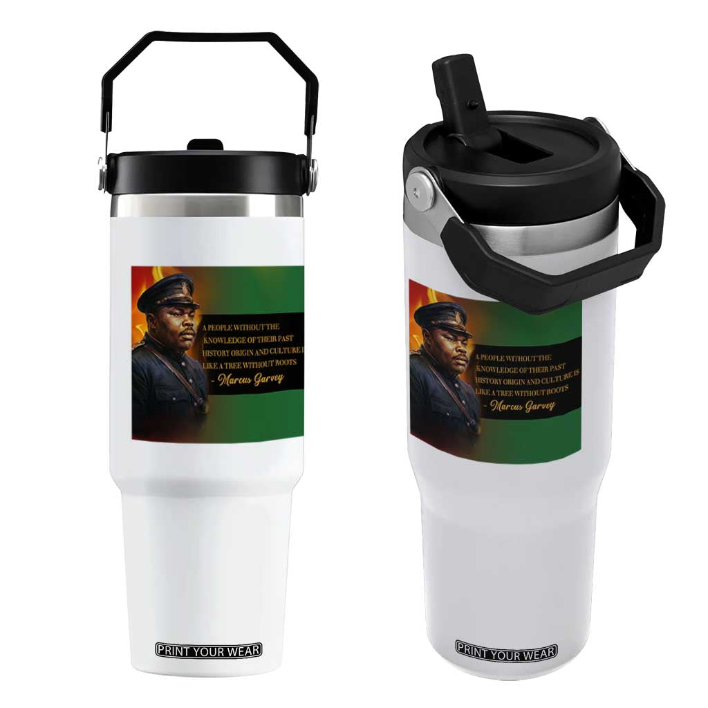 Marcus Garvey Pan African Flag Flip Straw Tumbler A People Without Knowledge Of Their Past Quote TS12 One Size: 30 oz White Print Your Wear