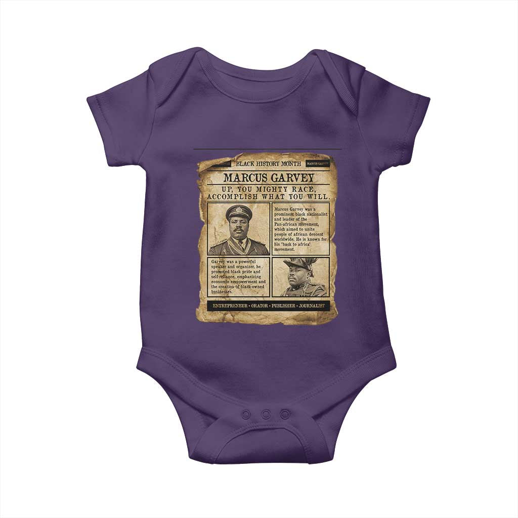 Vintage Newspaper Marcus Garvey Baby Onesie Up You Mighty Race Quote TS12 Purple Print Your Wear