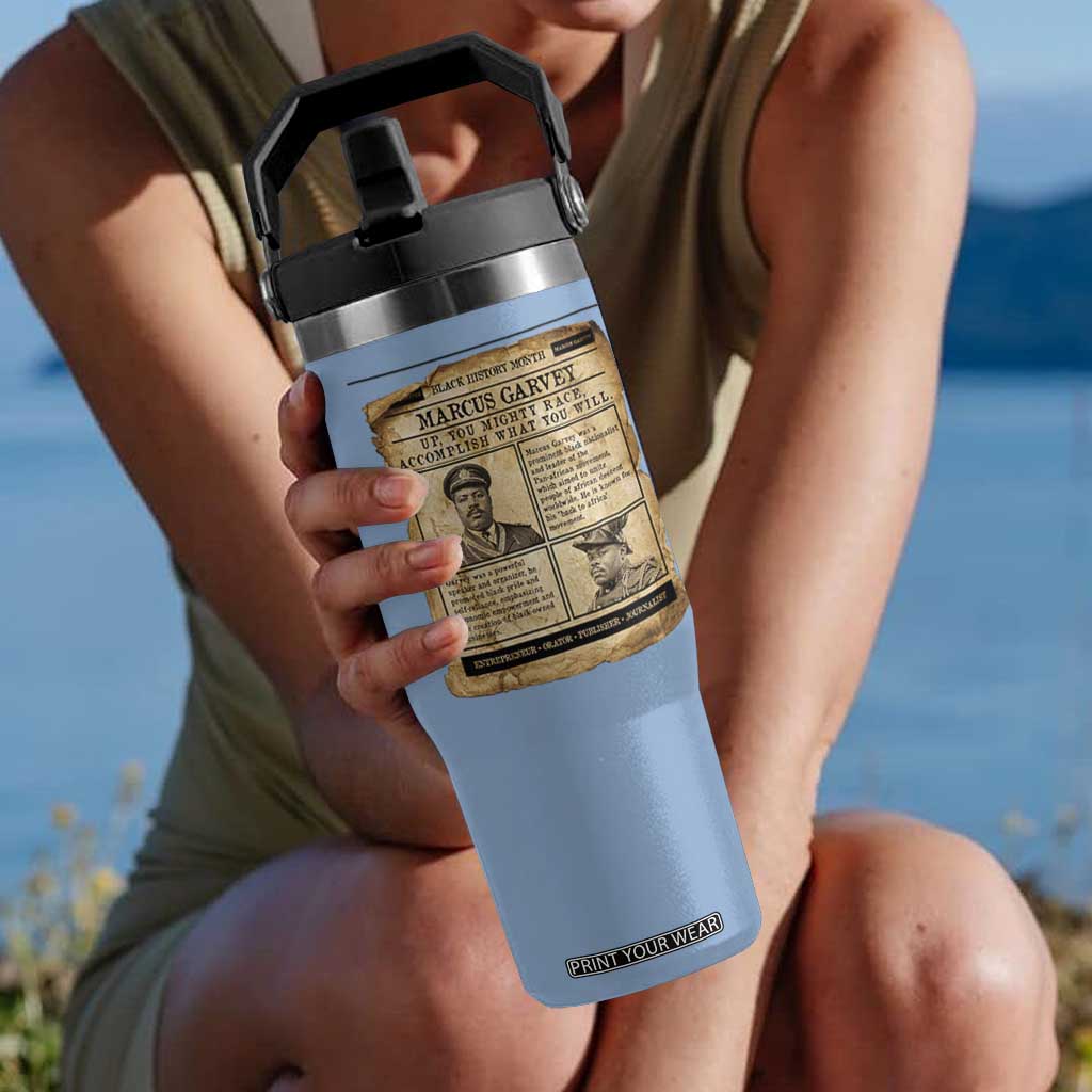 Vintage Newspaper Marcus Garvey Flip Straw Tumbler Up You Mighty Race Quote TS12 One Size: 30 oz Light Blue Print Your Wear
