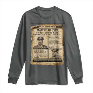 Vintage Newspaper Marcus Garvey Long Sleeve Shirt Up You Mighty Race Quote TS12 Dark Heather Print Your Wear