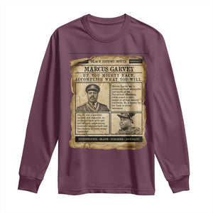 Vintage Newspaper Marcus Garvey Long Sleeve Shirt Up You Mighty Race Quote TS12 Maroon Print Your Wear