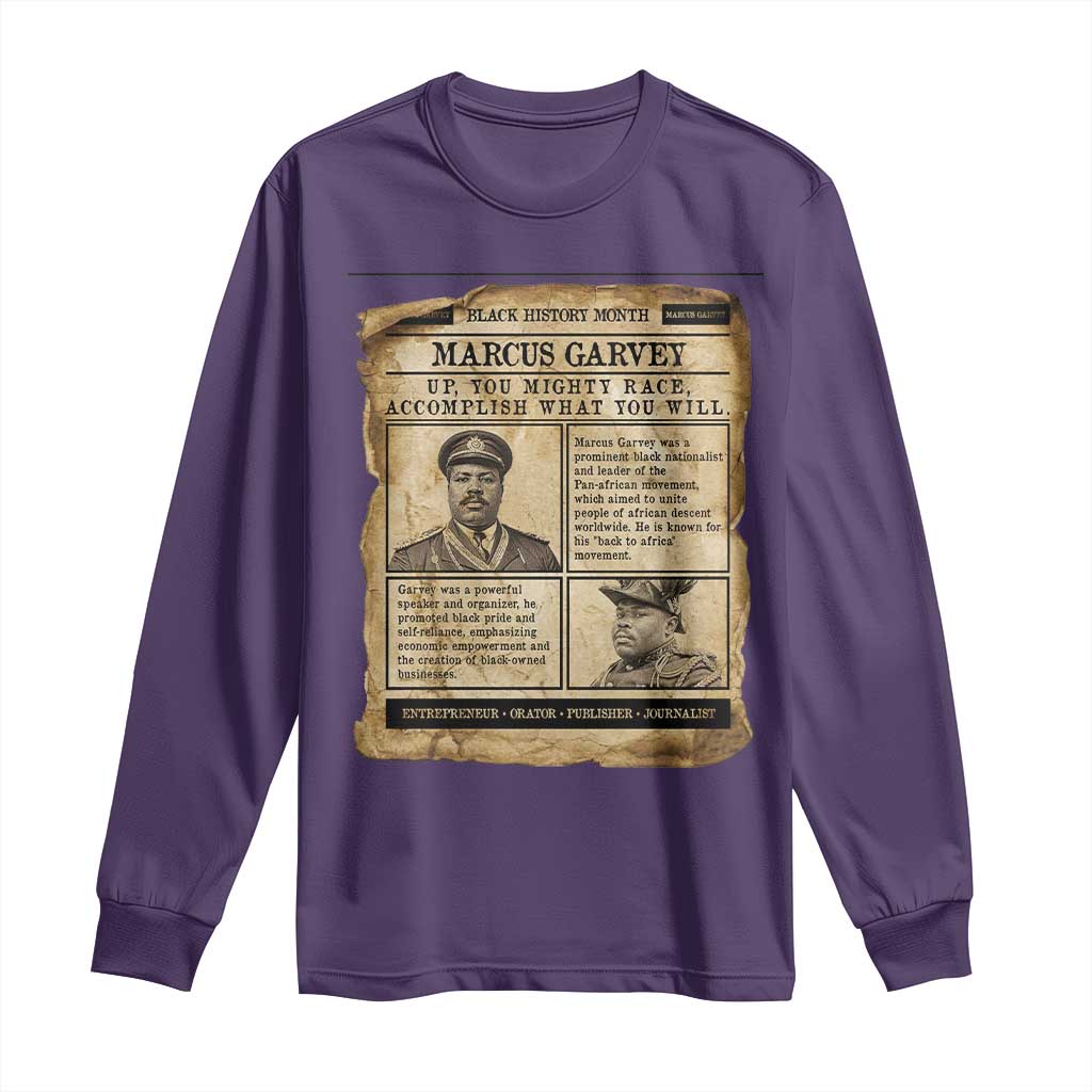 Vintage Newspaper Marcus Garvey Long Sleeve Shirt Up You Mighty Race Quote TS12 Purple Print Your Wear