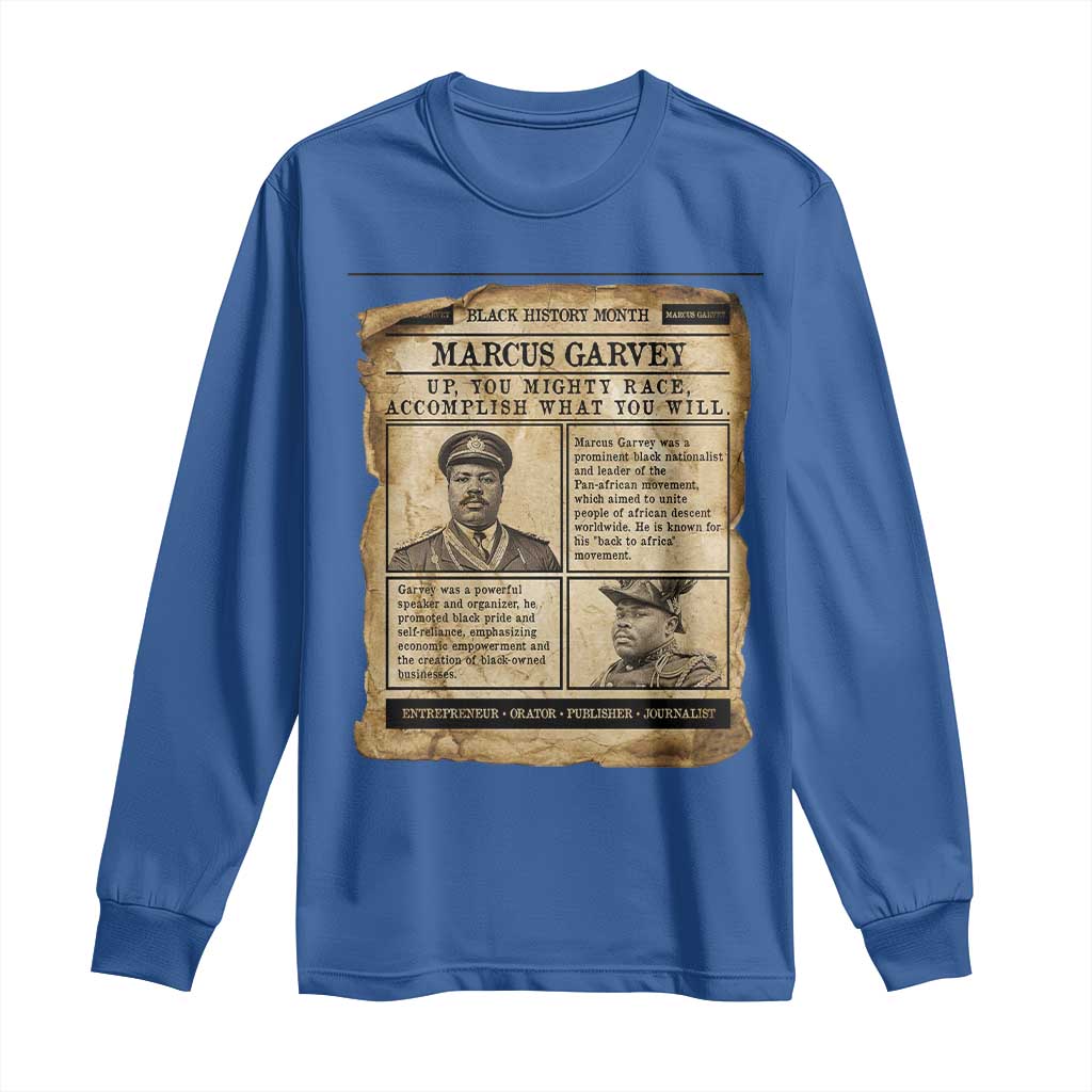 Vintage Newspaper Marcus Garvey Long Sleeve Shirt Up You Mighty Race Quote TS12 Royal Blue Print Your Wear