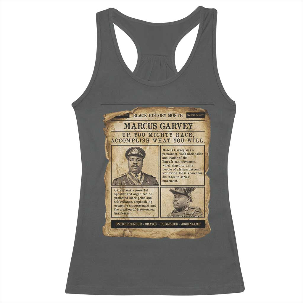 Vintage Newspaper Marcus Garvey Racerback Tank Top Up You Mighty Race Quote TS12 Dark Heather Print Your Wear
