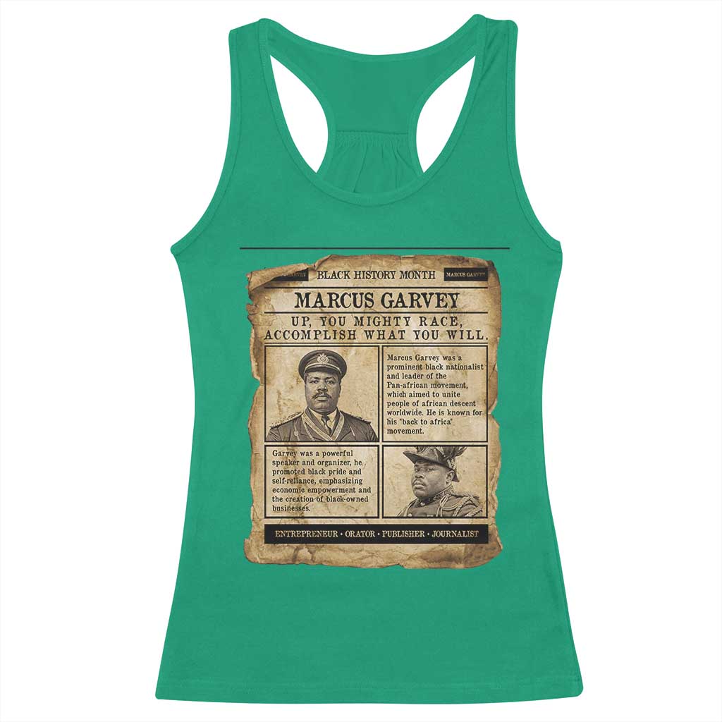 Vintage Newspaper Marcus Garvey Racerback Tank Top Up You Mighty Race Quote TS12 Irish Green Print Your Wear
