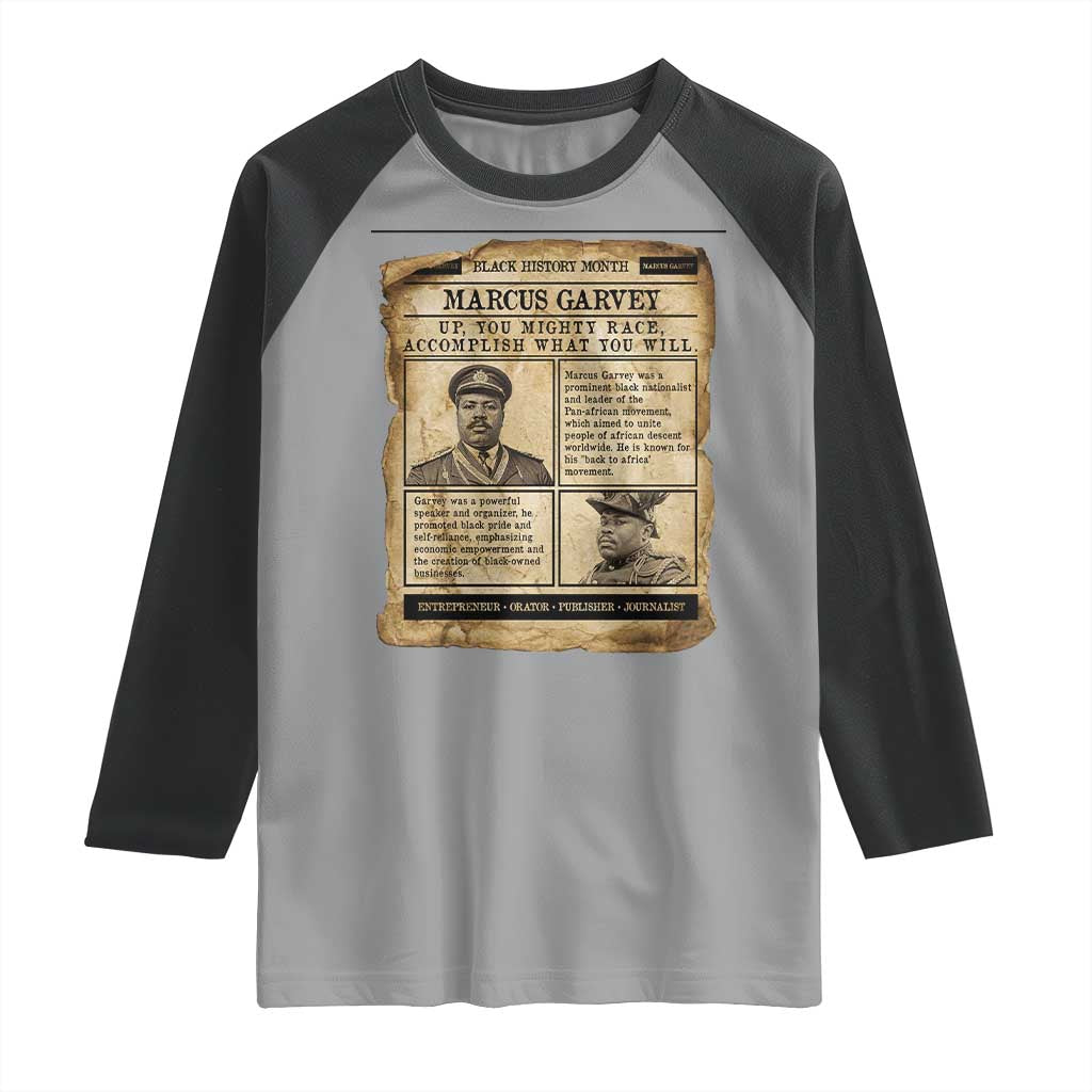 Vintage Newspaper Marcus Garvey Raglan Shirt Up You Mighty Race Quote TS12 Sport Gray Black Print Your Wear