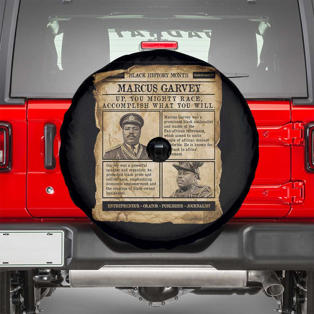 Vintage Newspaper Marcus Garvey Spare Tire Cover Up You Mighty Race Quote TS12 Black Print Your Wear