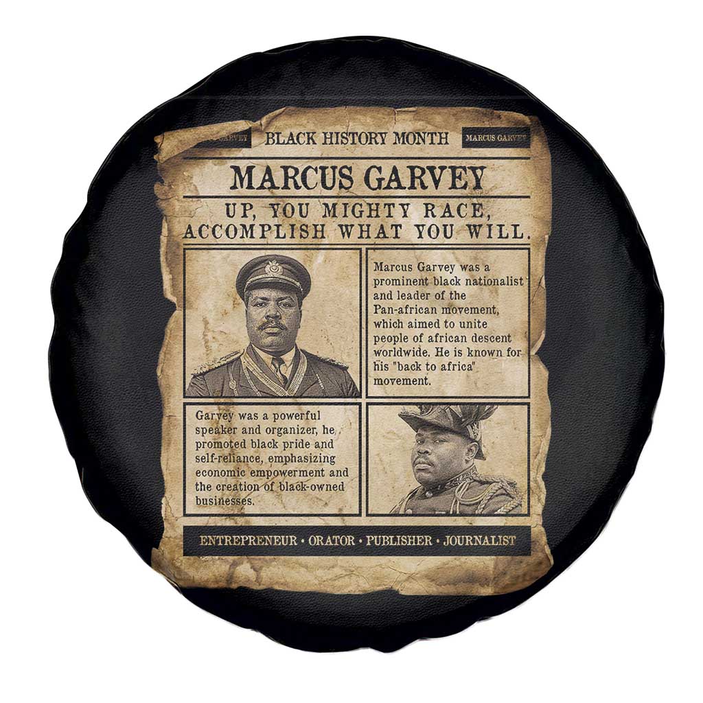 Vintage Newspaper Marcus Garvey Spare Tire Cover Up You Mighty Race Quote TS12 Print Your Wear