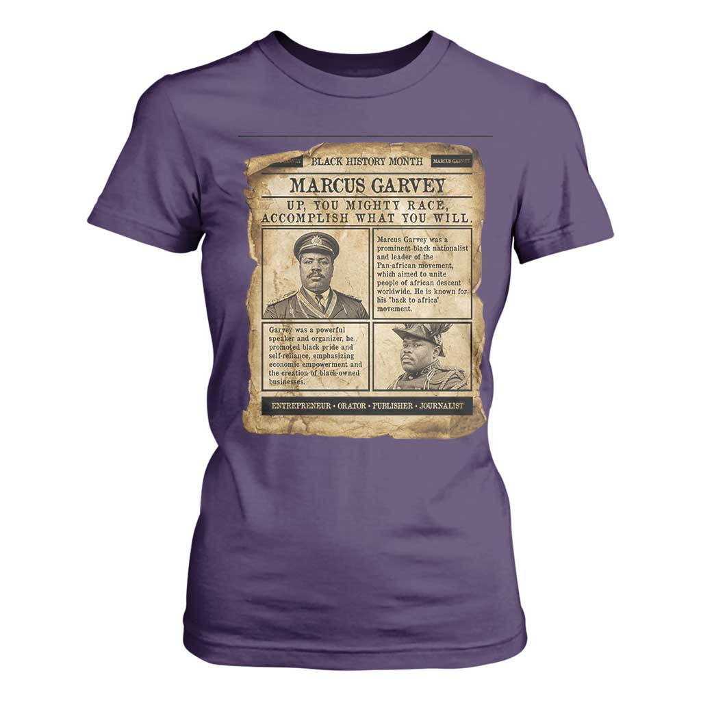 Vintage Newspaper Marcus Garvey T Shirt For Women Up You Mighty Race Quote TS12 Purple Print Your Wear