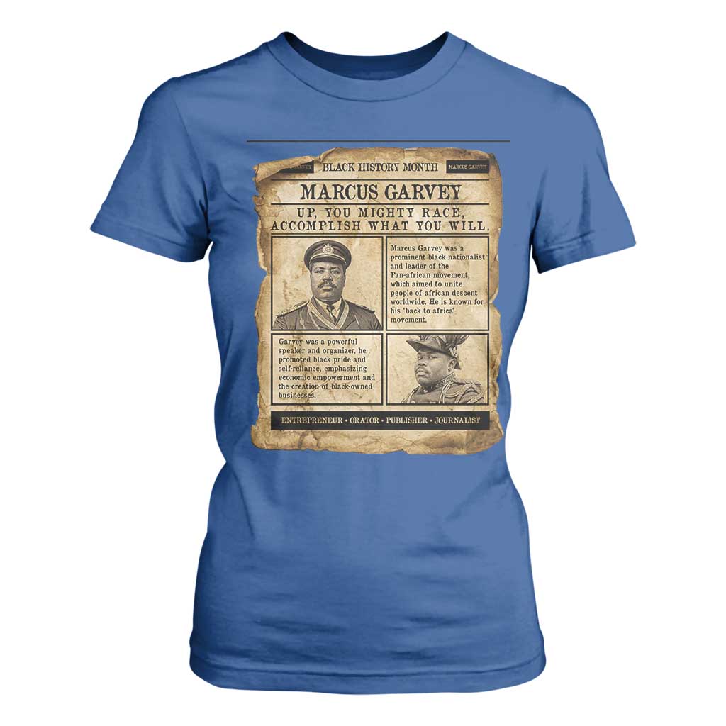 Vintage Newspaper Marcus Garvey T Shirt For Women Up You Mighty Race Quote TS12 Royal Blue Print Your Wear