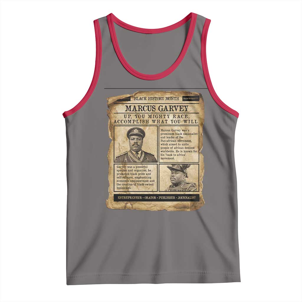 Vintage Newspaper Marcus Garvey Tank Top Up You Mighty Race Quote TS12 Deep Heather Red Print Your Wear