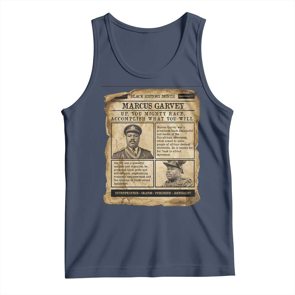 Vintage Newspaper Marcus Garvey Tank Top Up You Mighty Race Quote TS12 Navy Print Your Wear