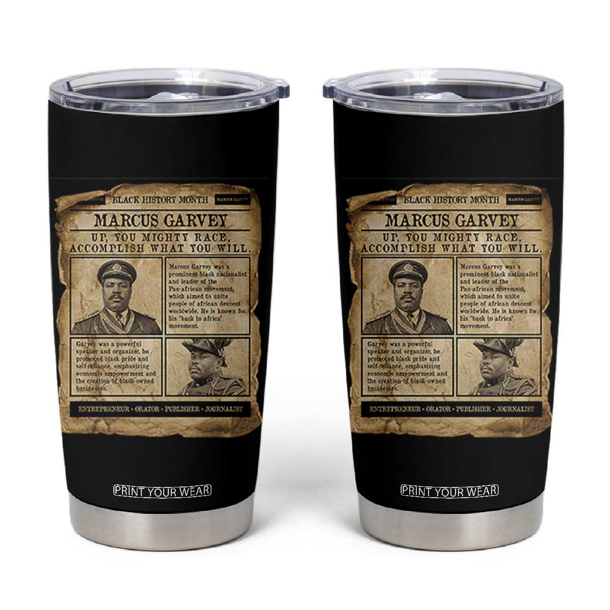 Vintage Newspaper Marcus Garvey Tumbler Cup Up You Mighty Race Quote TS12 Black Print Your Wear