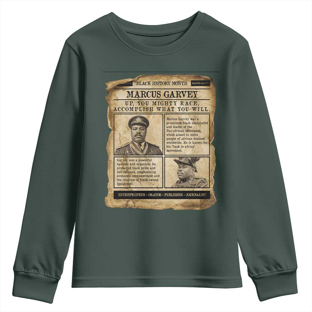 Vintage Newspaper Marcus Garvey Youth Sweatshirt Up You Mighty Race Quote TS12 Dark Forest Green Print Your Wear