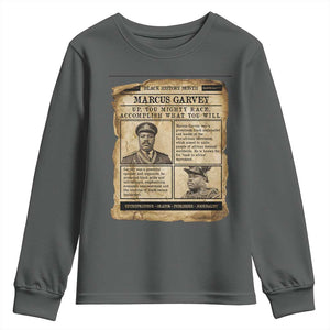 Vintage Newspaper Marcus Garvey Youth Sweatshirt Up You Mighty Race Quote TS12 Dark Heather Print Your Wear