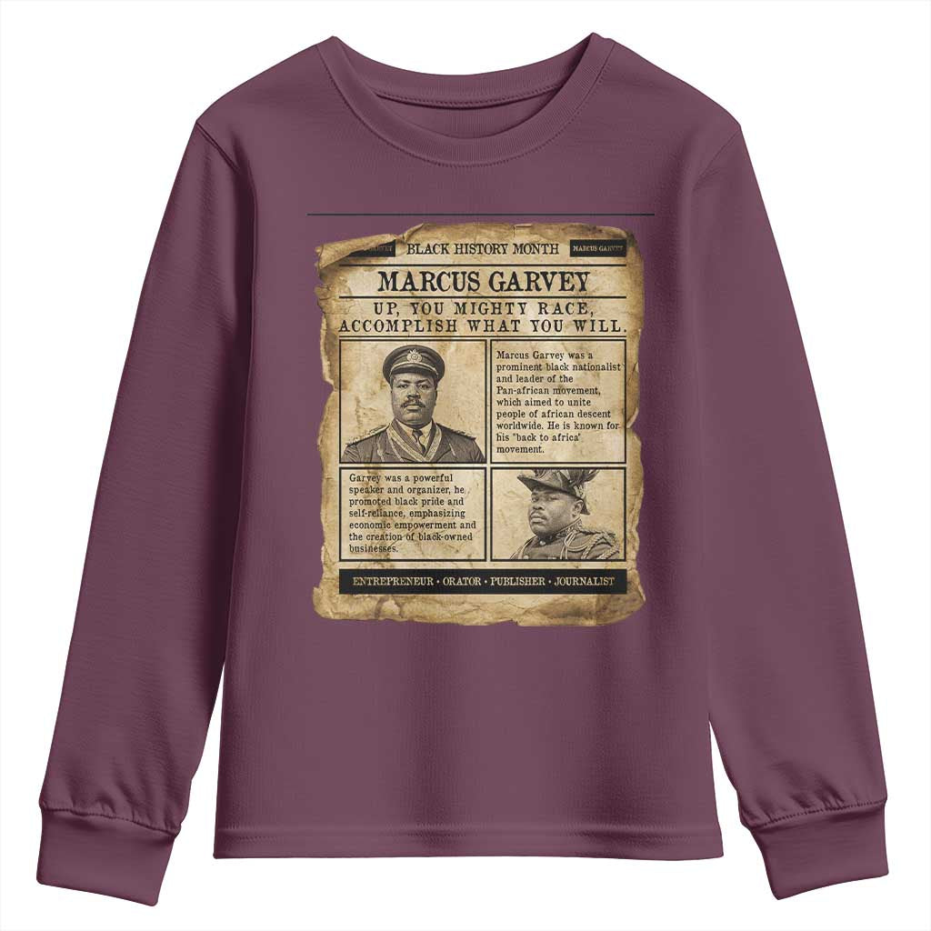 Vintage Newspaper Marcus Garvey Youth Sweatshirt Up You Mighty Race Quote TS12 Maroon Print Your Wear