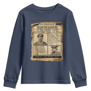 Vintage Newspaper Marcus Garvey Youth Sweatshirt Up You Mighty Race Quote TS12 Navy Print Your Wear
