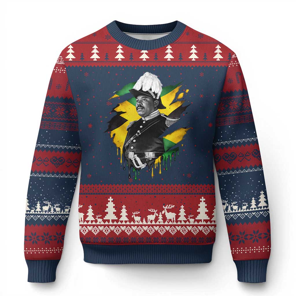 Marcus Garvey Jamaican National Hero Ugly Christmas Sweater African American Heritage TS12 Navy Red Print Your Wear