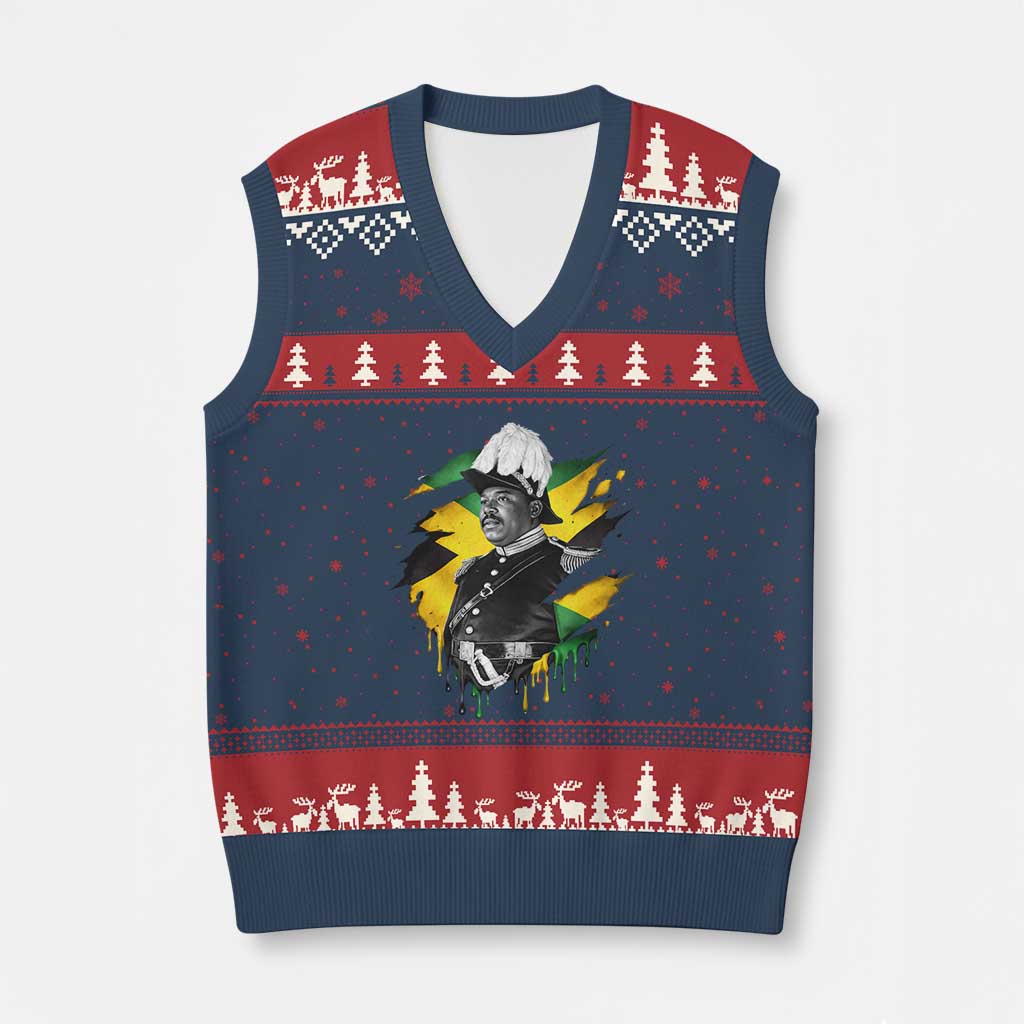 Marcus Garvey Jamaican National Hero V-Neck Knit Sweater Vest African American Heritage TS12 Navy Red Print Your Wear