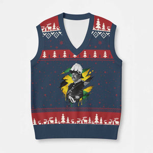 Marcus Garvey Jamaican National Hero V-Neck Knit Sweater Vest African American Heritage TS12 Navy Red Print Your Wear