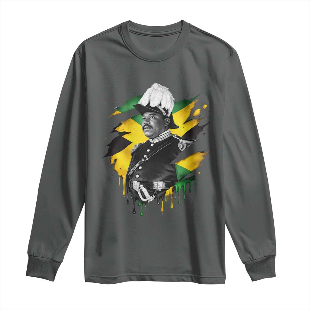 Marcus Garvey Jamaican National Hero Long Sleeve Shirt African American Heritage TS12 Dark Heather Print Your Wear