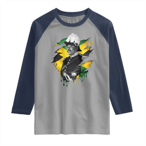 Marcus Garvey Jamaican National Hero Raglan Shirt African American Heritage TS12 Sport Gray Navy Print Your Wear