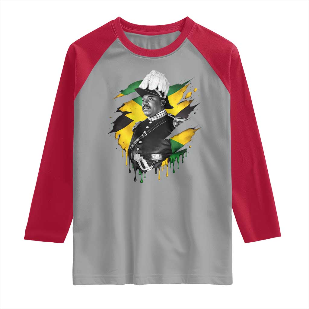 Marcus Garvey Jamaican National Hero Raglan Shirt African American Heritage TS12 Sport Gray Red Print Your Wear