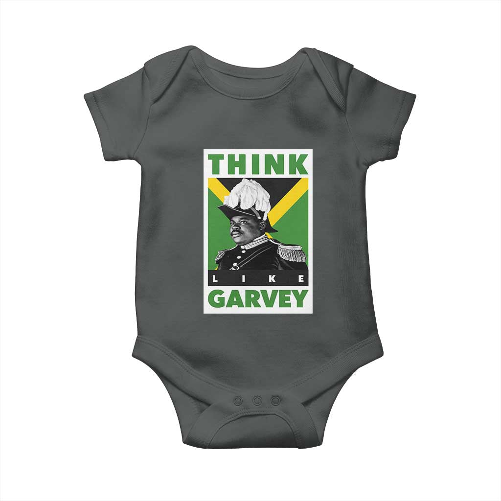Pan Africanism Think Like Garvey Baby Onesie Marcus Garvey Jamaica Flag TS12 Dark Heather Print Your Wear