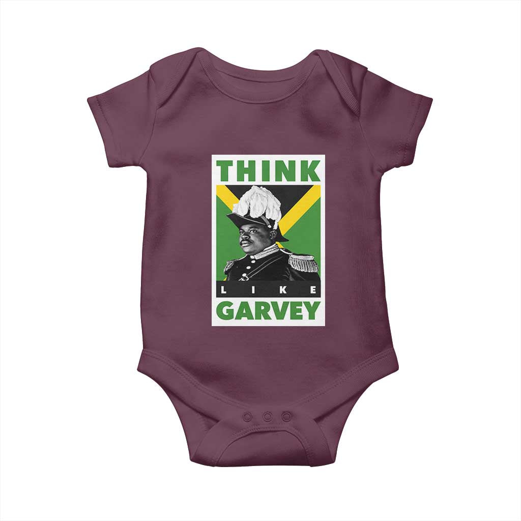 Pan Africanism Think Like Garvey Baby Onesie Marcus Garvey Jamaica Flag TS12 Maroon Print Your Wear