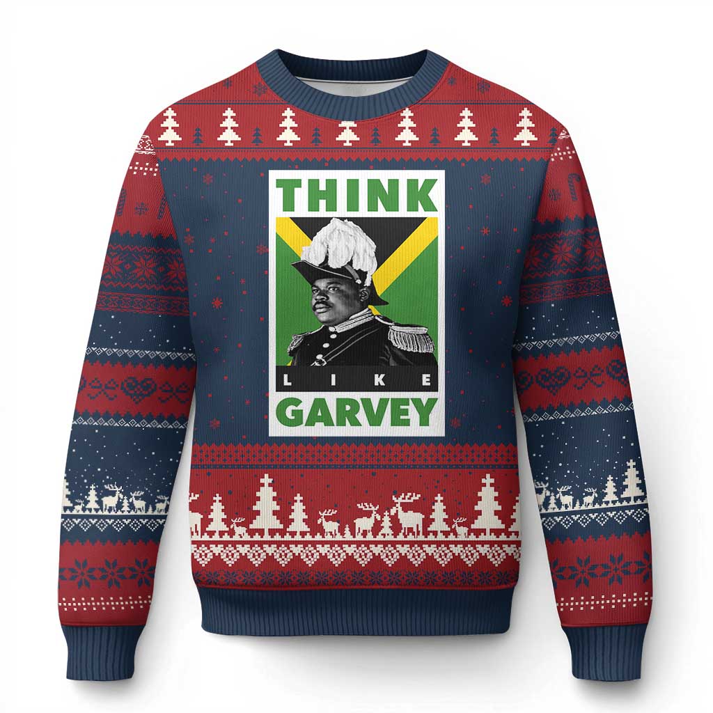 Pan Africanism Think Like Garvey Ugly Christmas Sweater Marcus Garvey Jamaica Flag TS12 Navy Red Print Your Wear