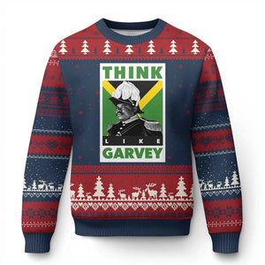 Pan Africanism Think Like Garvey Ugly Christmas Sweater Marcus Garvey Jamaica Flag TS12 Navy Red Print Your Wear