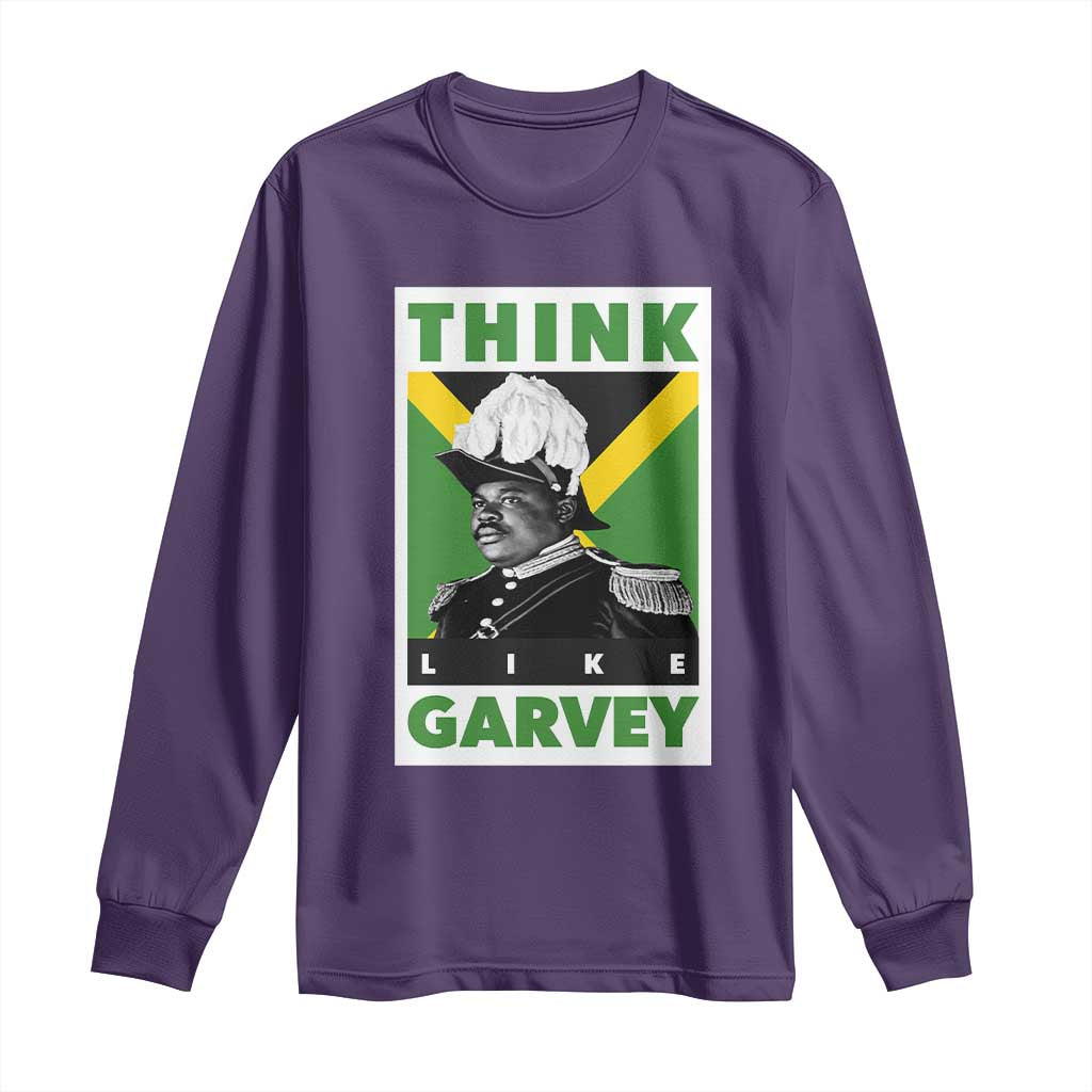 Pan Africanism Think Like Garvey Long Sleeve Shirt Marcus Garvey Jamaica Flag TS12 Purple Print Your Wear