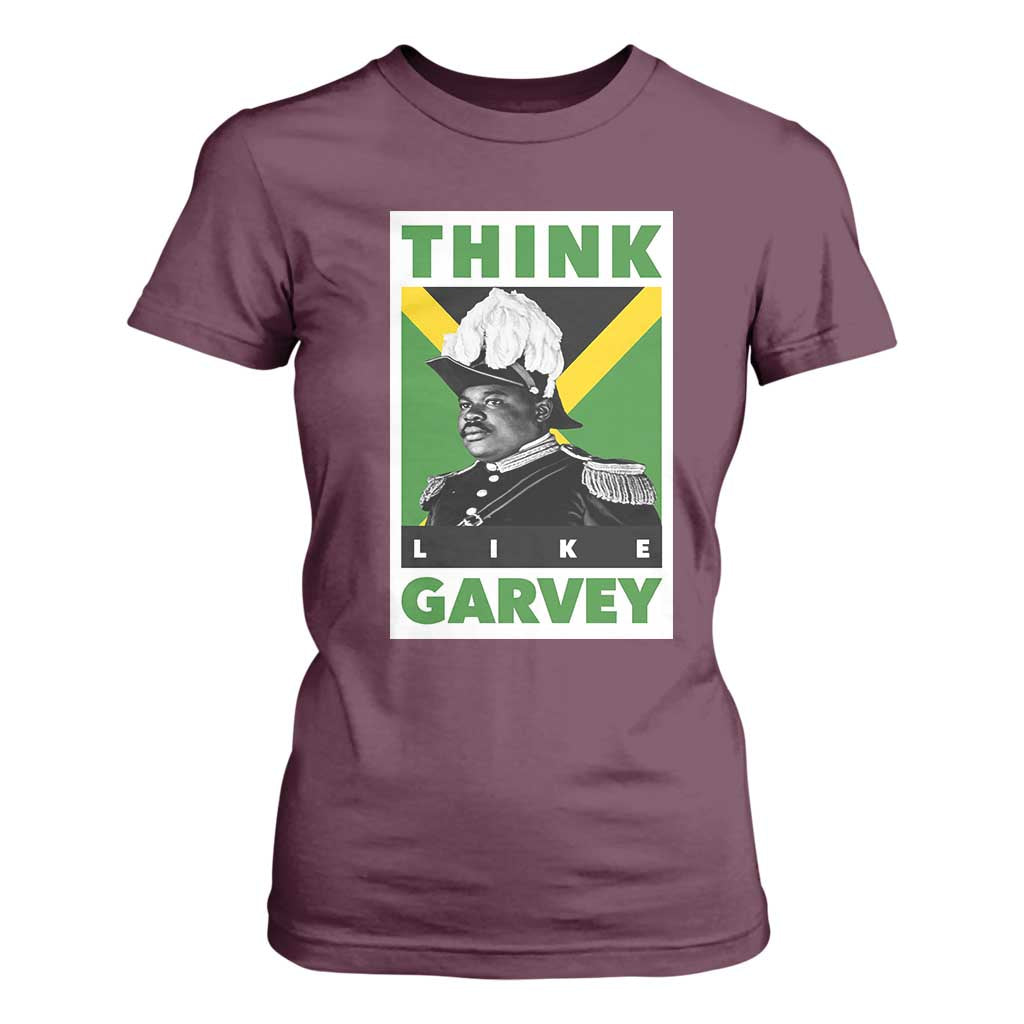 Pan Africanism Think Like Garvey T Shirt For Women Marcus Garvey Jamaica Flag TS12 Maroon Print Your Wear