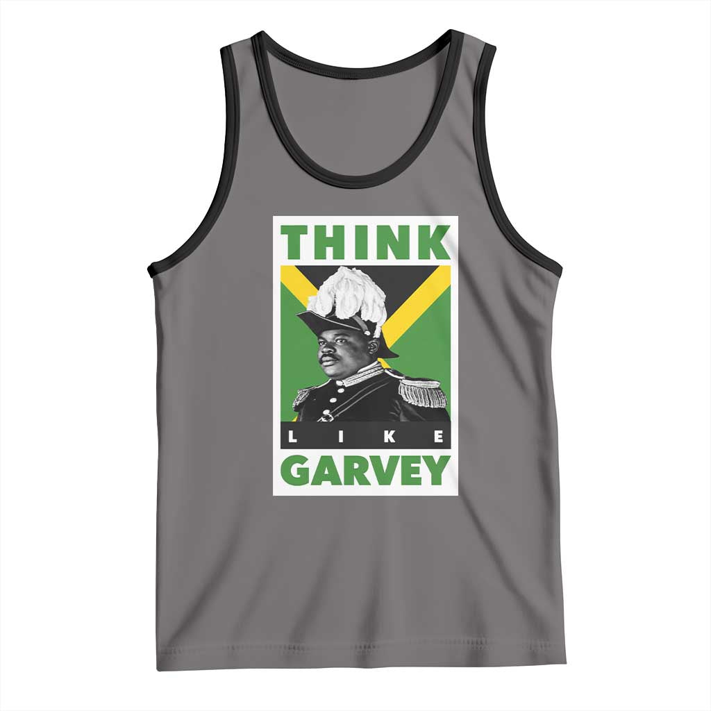 Pan Africanism Think Like Garvey Tank Top Marcus Garvey Jamaica Flag TS12 Deep Heather Black Print Your Wear